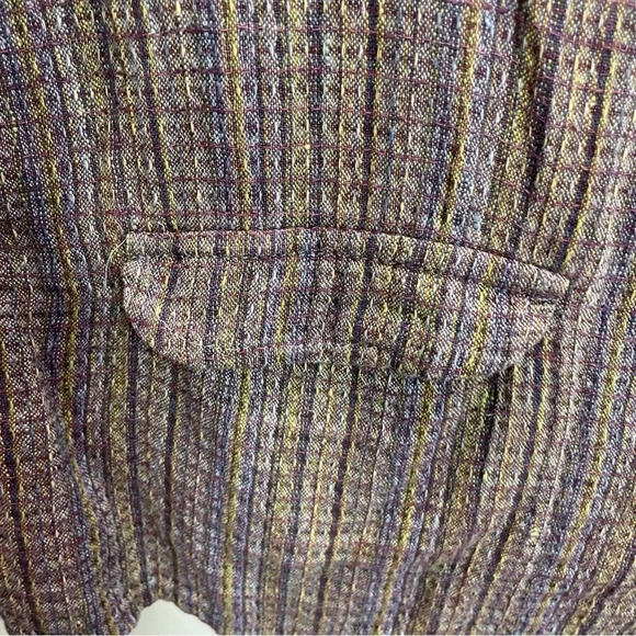 Flax Linen Woven Multi Color Tweed Button Down Top - Picture 4 of 7